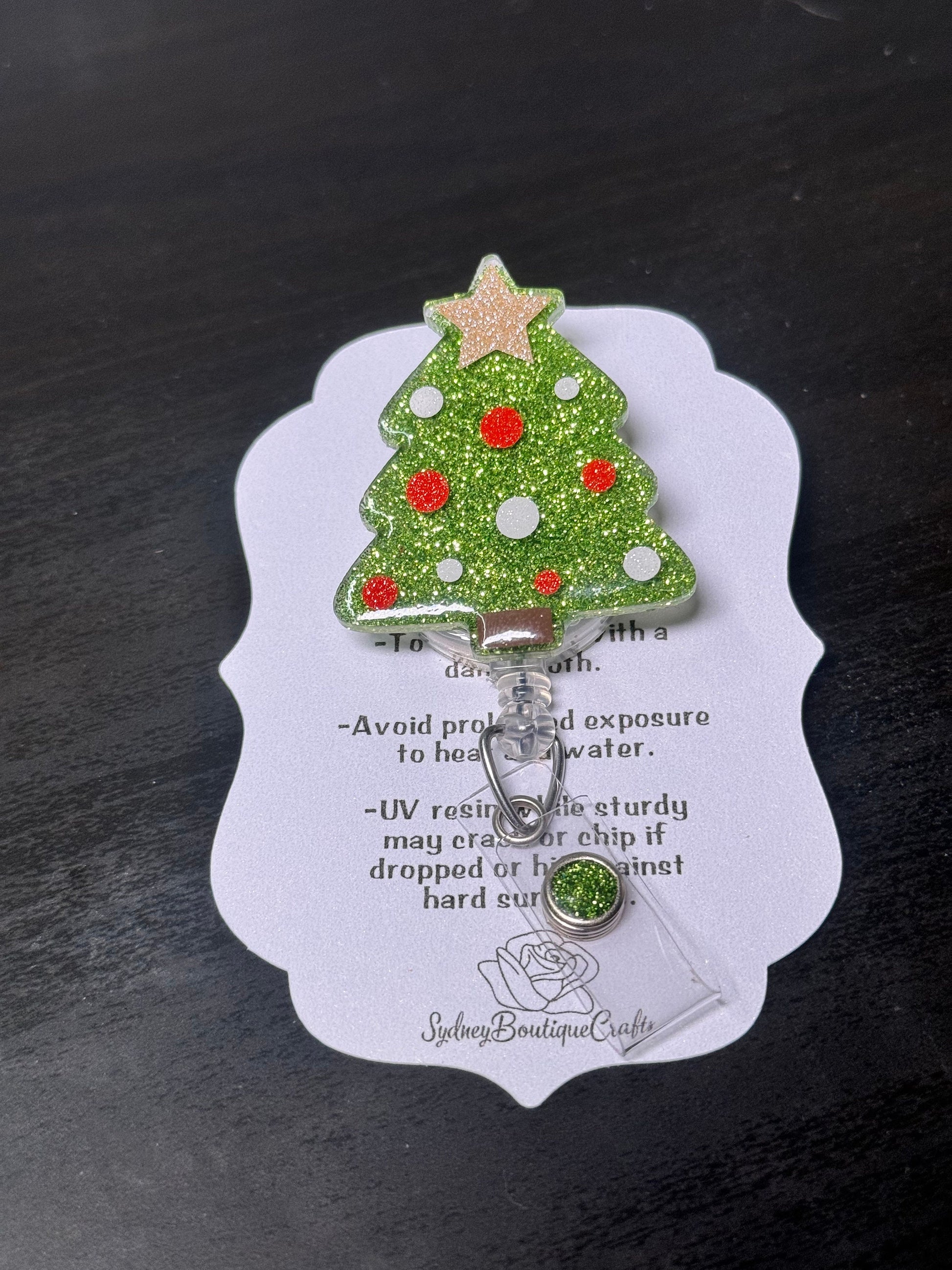 Christmas Tree Retractable Badge Reel, Christmas Badge Holder, Winter Badge Reel, Nurse Key Card Holder, Winter Accessories