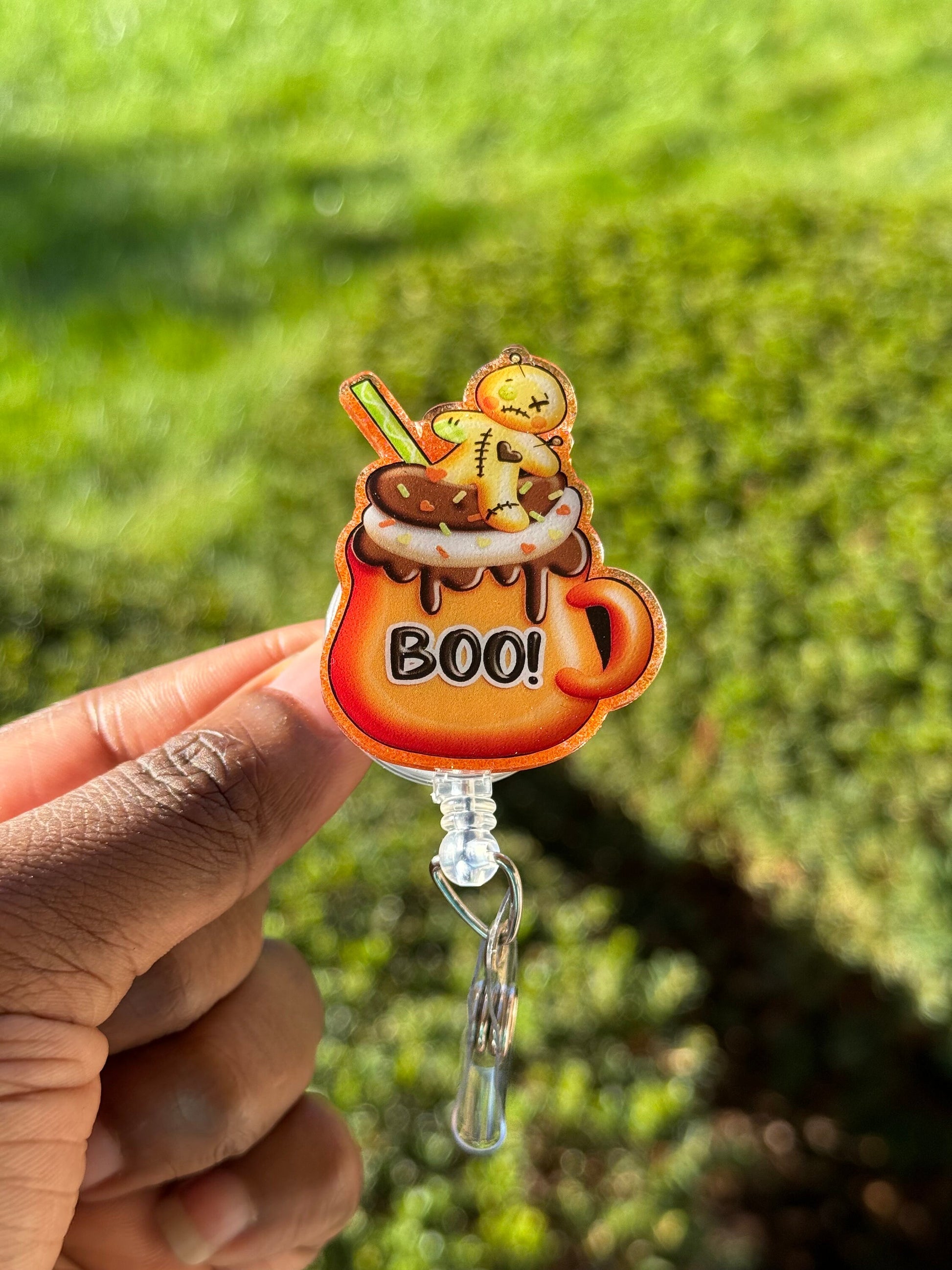 Boo Mug Retractable Badge Reel, Halloween Badge Reel, October ID Holder, Medical Gift, Cute Badge Holder