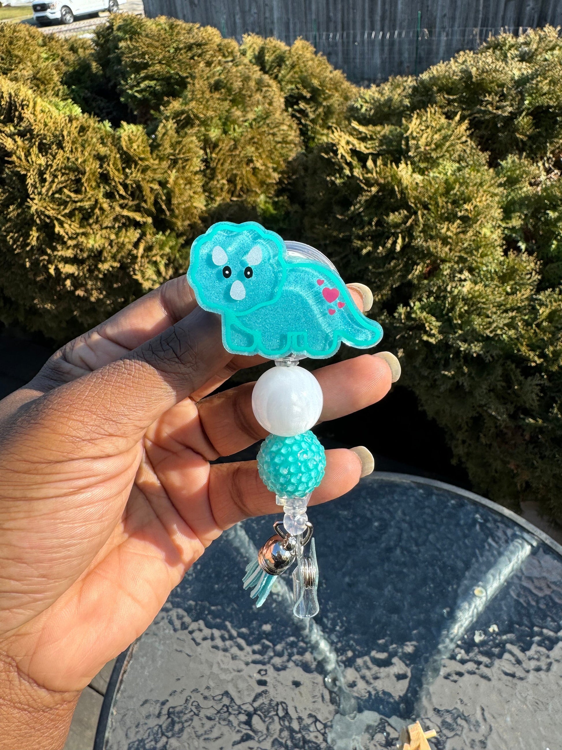 Baby Triceratops Retractable Badge Reel, Nurse Badge Holder, Cute Animal ID Holder