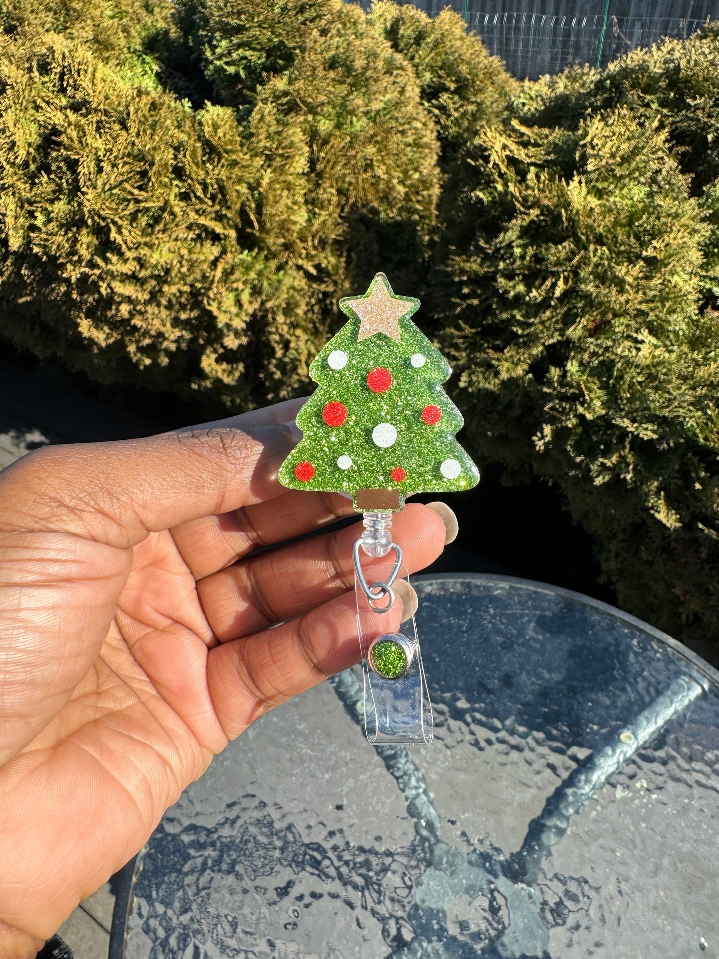 Christmas Tree Retractable Badge Reel, Christmas Badge Holder, Winter Badge Reel, Nurse Key Card Holder, Winter Accessories