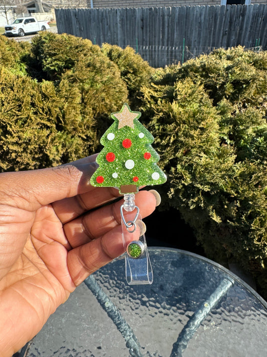Christmas Tree Retractable Badge Reel, Christmas Badge Holder, Winter Badge Reel, Nurse Key Card Holder, Winter Accessories
