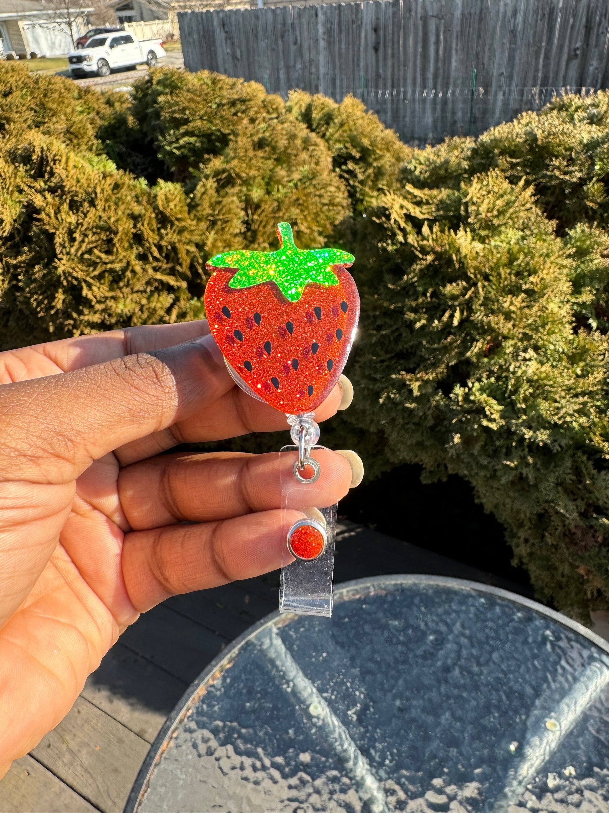 Strawberry Retractable Badge Reel, Nurse Key Card, RN ID Holder, Fruit Accessories, Summer Badge Accessories