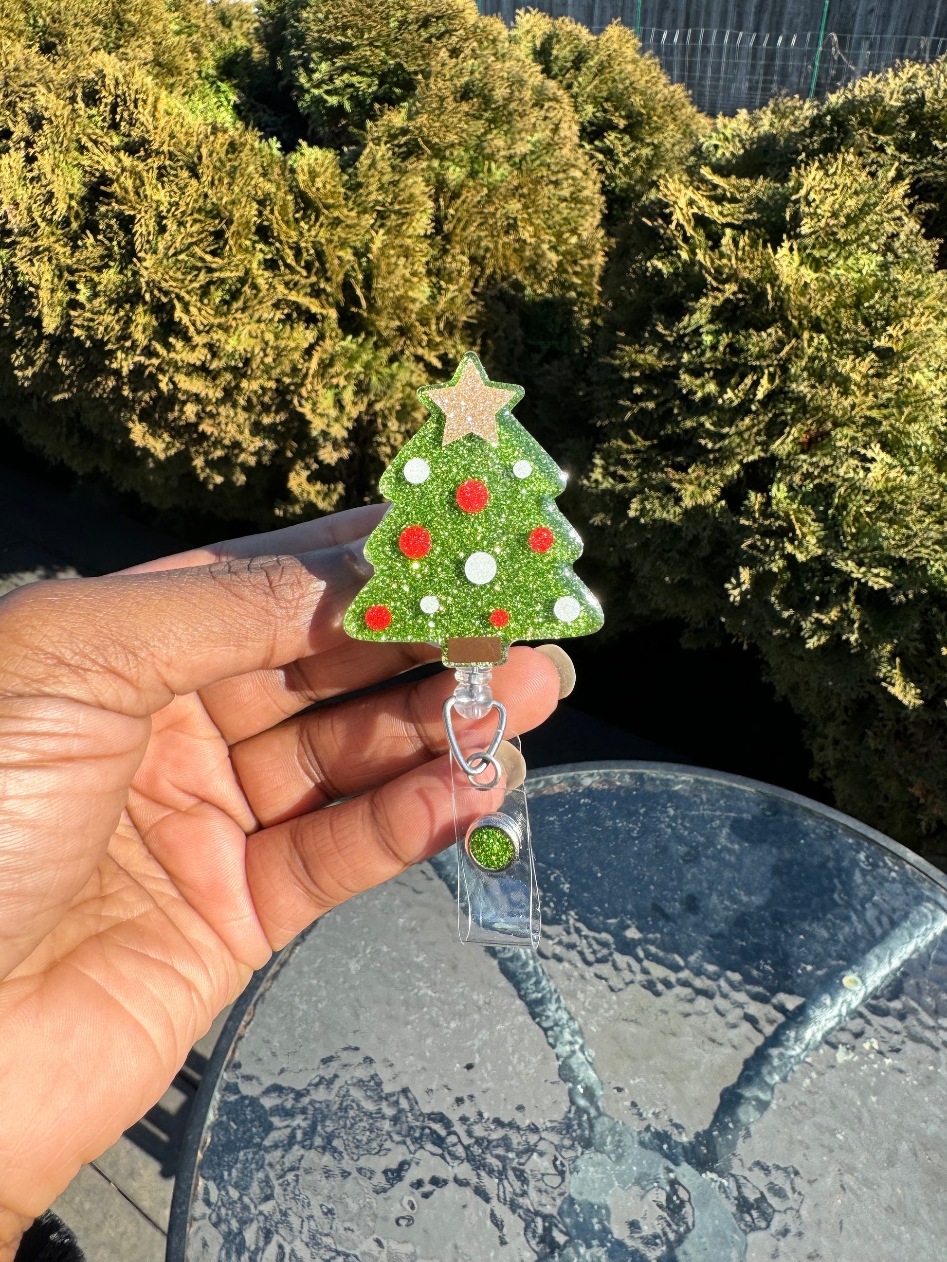 Christmas Tree Retractable Badge Reel, Christmas Badge Holder, Winter Badge Reel, Nurse Key Card Holder, Winter Accessories