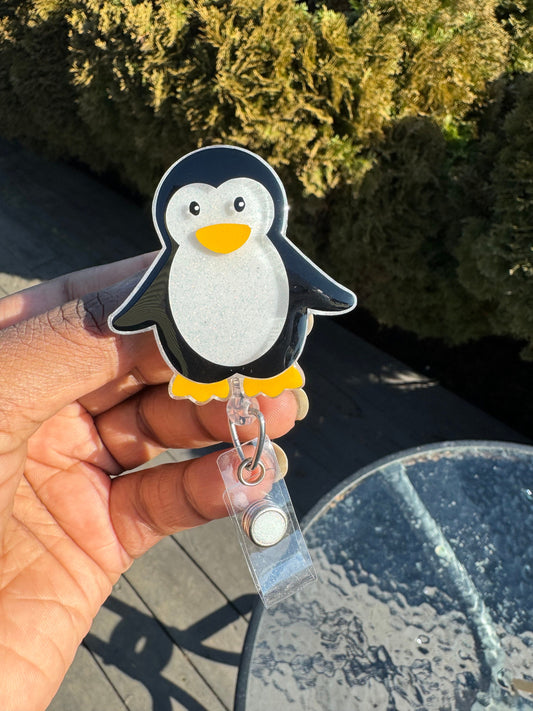 Penguin Retractable Badge Reel| Nurse ID Badge Holder| Vet Gift| Cute Animal Accessories | Key Card Holder|Winter Badge Reel