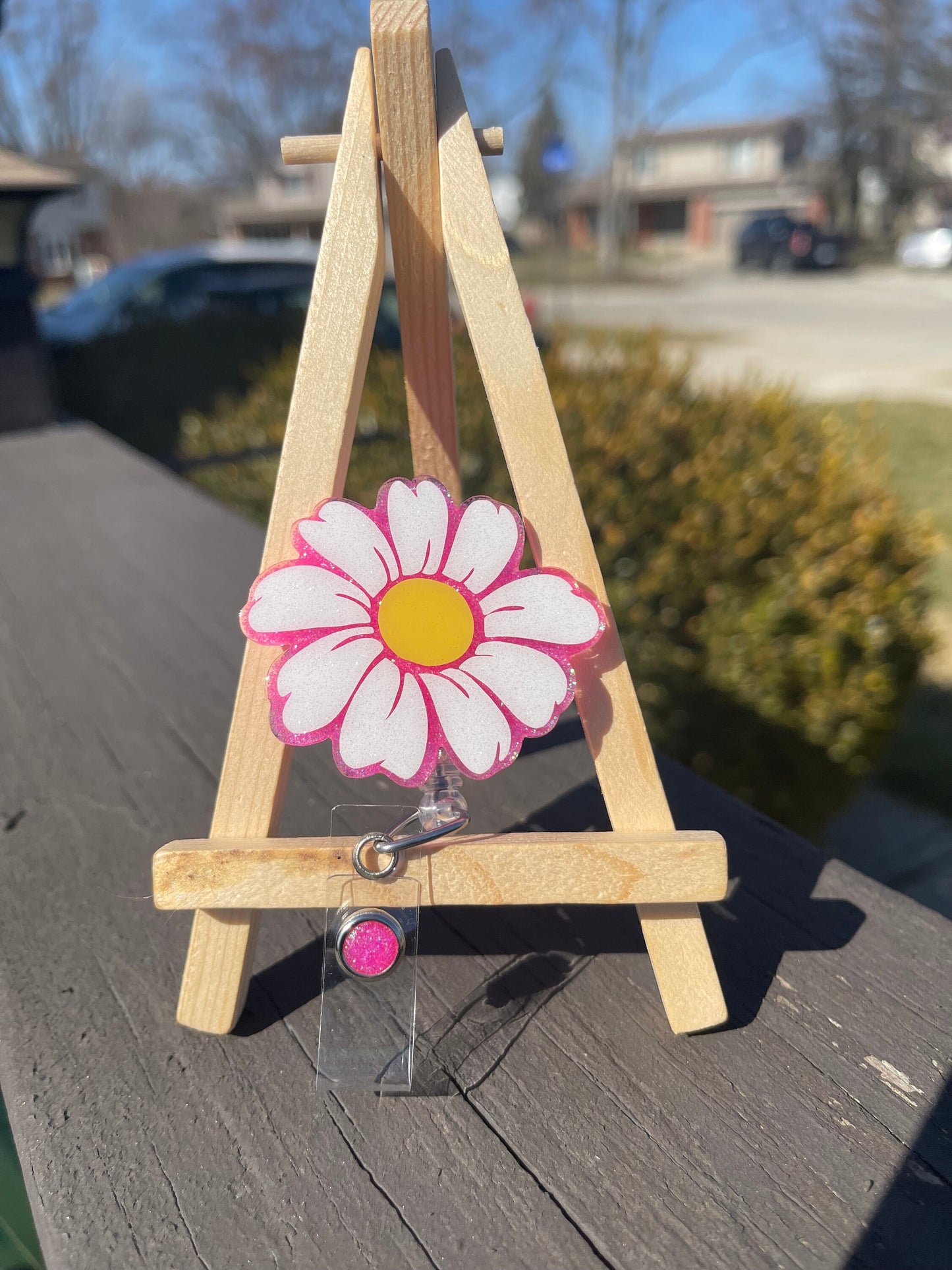 Daisy Retractable Badge Reel, Nurse Badge Reel, Spring ID Holder