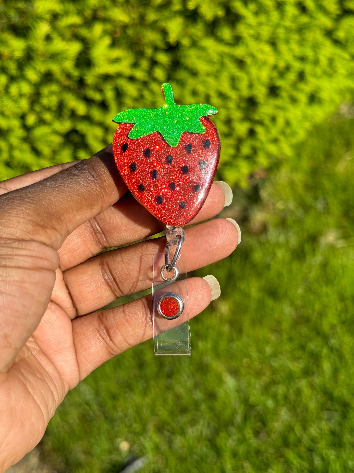 Strawberry Retractable Badge Reel, Nurse Key Card, RN ID Holder, Fruit Accessories, Summer Badge Accessories