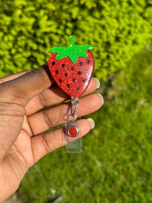 Strawberry Retractable Badge Reel, Nurse Key Card, RN ID Holder, Fruit Accessories, Summer Badge Accessories
