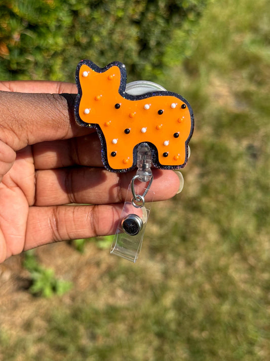 Halloween Animal cookie Retractable Badge Reel, Pink Animal Cookie| Cute Cookie Badge Holder