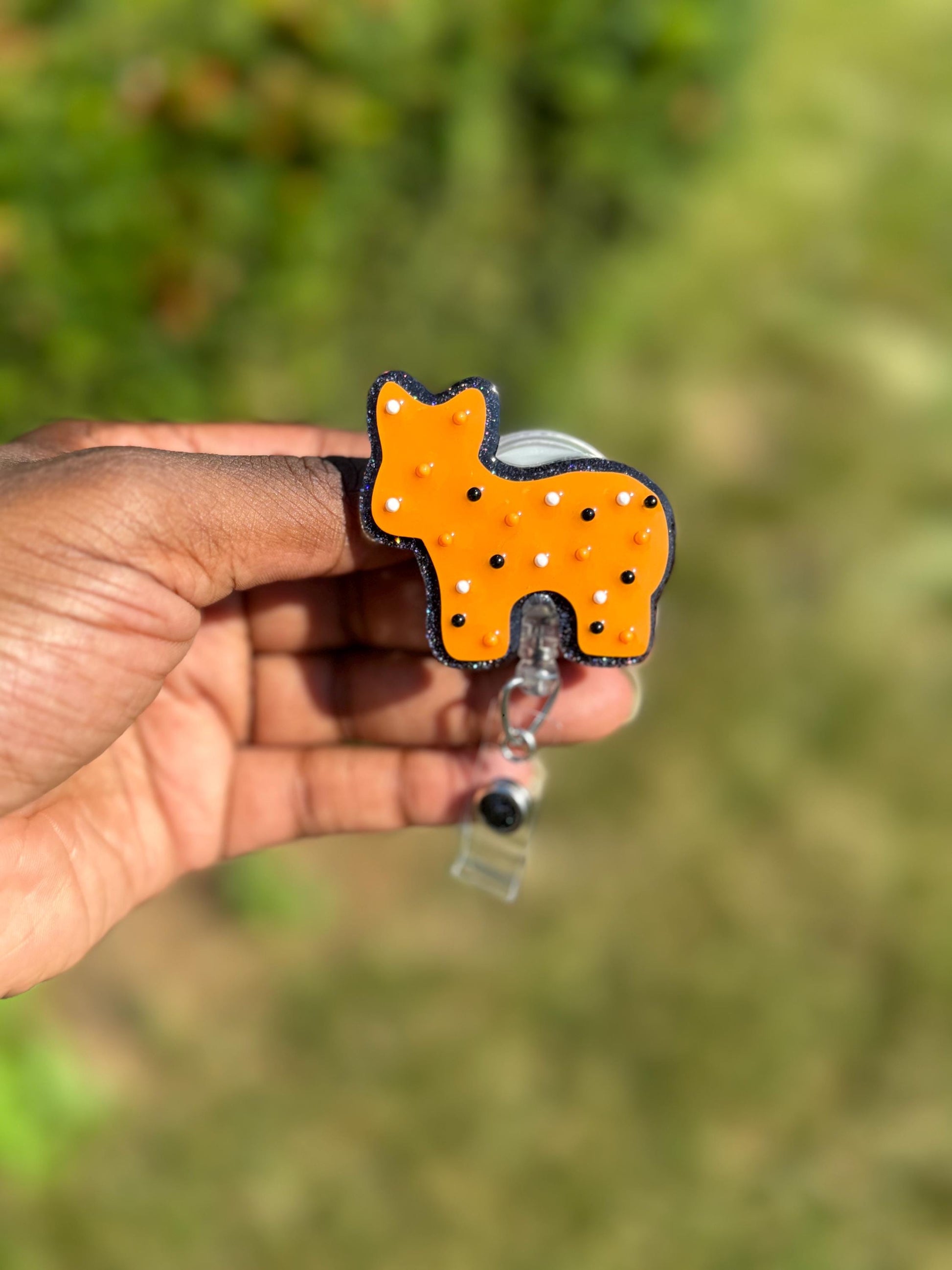 Halloween Animal cookie Retractable Badge Reel, Pink Animal Cookie| Cute Cookie Badge Holder