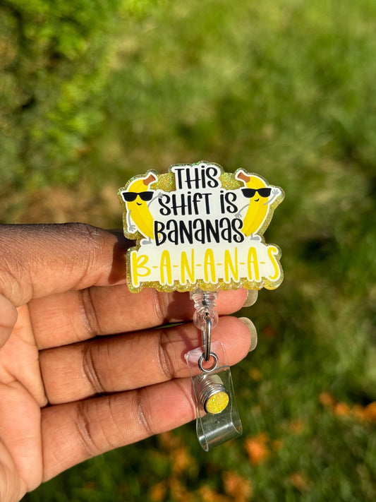 Shift is Bananas Retractable Badge Reel, Nurse ID Badge Holder, Shift Work,RN Key Card, Humor Badge Reel, Funny ID Holder