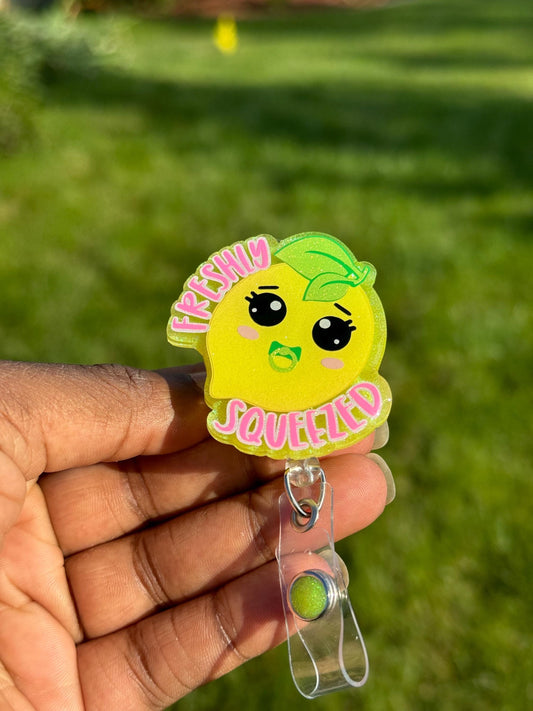 Freshly Squeezed Retractable Badge Reel| Fun Food| Medical Badge Holder|Nurse Name Tag