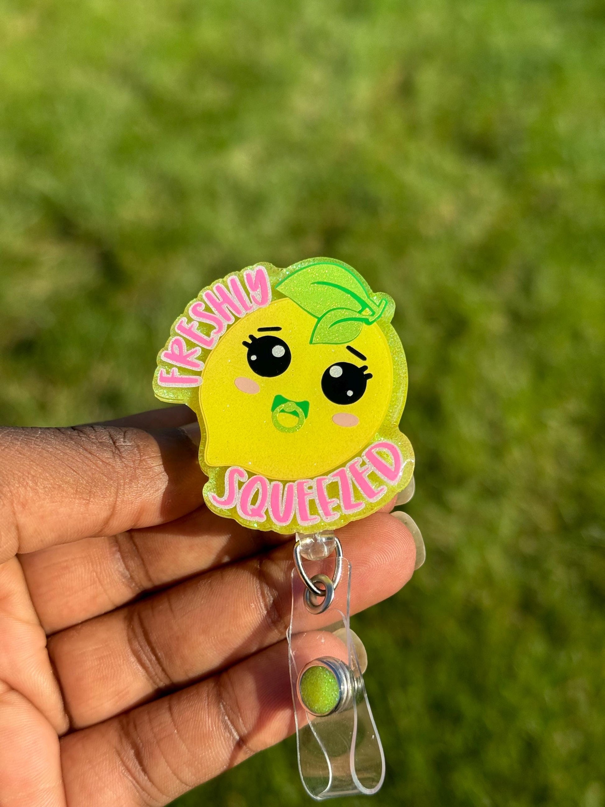 Freshly Squeezed Retractable Badge Reel| Fun Food| Medical Badge Holder|Nurse Name Tag