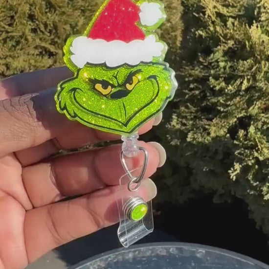 Your a Mean One Retractable Badge Reel| Holiday ID  badge holder| Winter Holiday badge reel| stocking stuffing