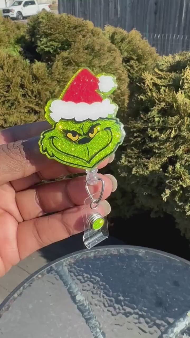 Your a Mean One Retractable Badge Reel| Holiday ID  badge holder| Winter Holiday badge reel| stocking stuffing