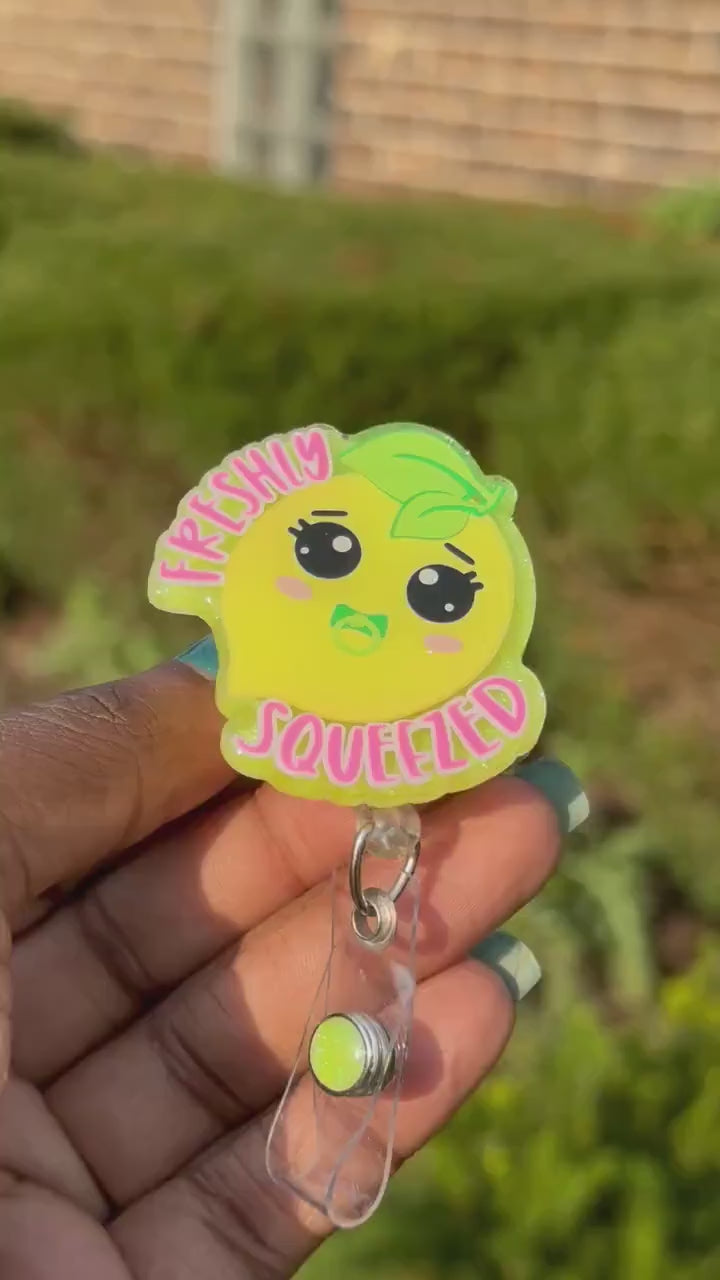 Freshly Squeezed Retractable Badge Reel| Fun Food| Medical Badge Holder|Nurse Name Tag