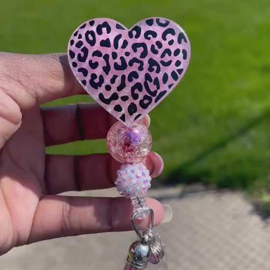Leopard heart badge reel