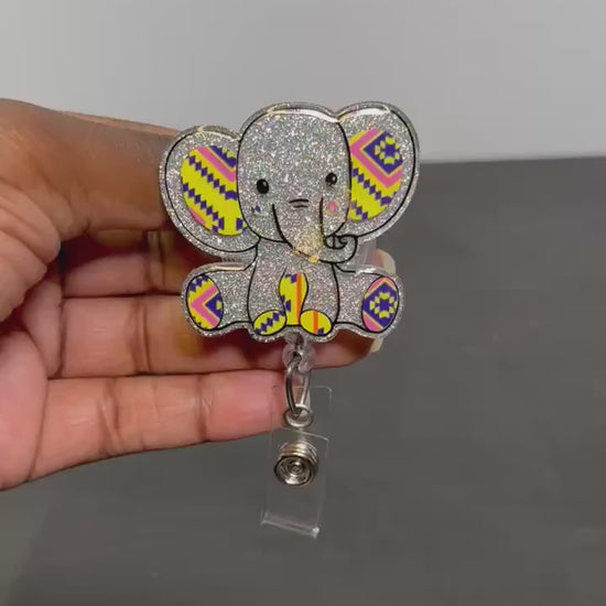 Sitting Elephant Retractable Badge Reel