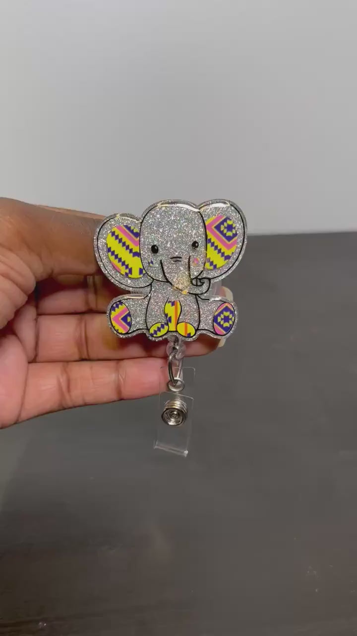 Sitting Elephant Retractable Badge Reel