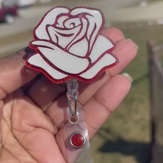 Rose Retractable Badge Reel, Spring time, Key Card Holder, RN ID Holder, Flower, Spring Accessories, Summertime, Medical Gift