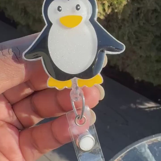 Penguin Retractable Badge Reel| Nurse ID Badge Holder| Vet Gift| Cute Animal Accessories | Key Card Holder|Winter Badge Reel