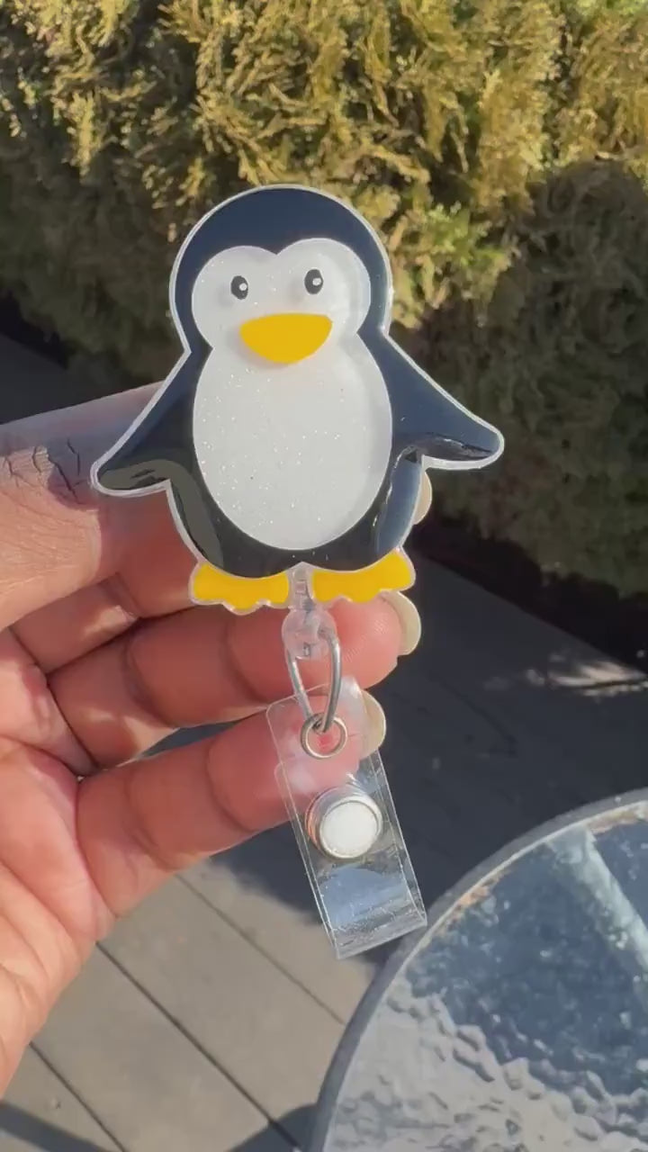 Penguin Retractable Badge Reel| Nurse ID Badge Holder| Vet Gift| Cute Animal Accessories | Key Card Holder|Winter Badge Reel