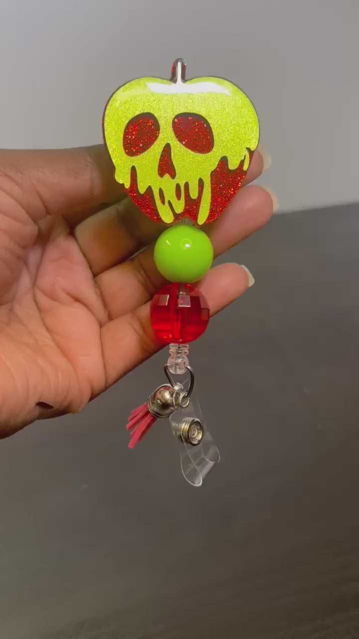 Poison Apple Retractable Badge Reel, Cartoon ID Holder,