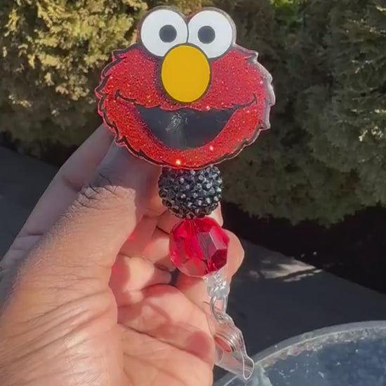 Red Huggie Monster Retractable Badge Reel