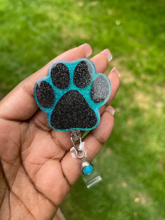 Paw print badge reel
