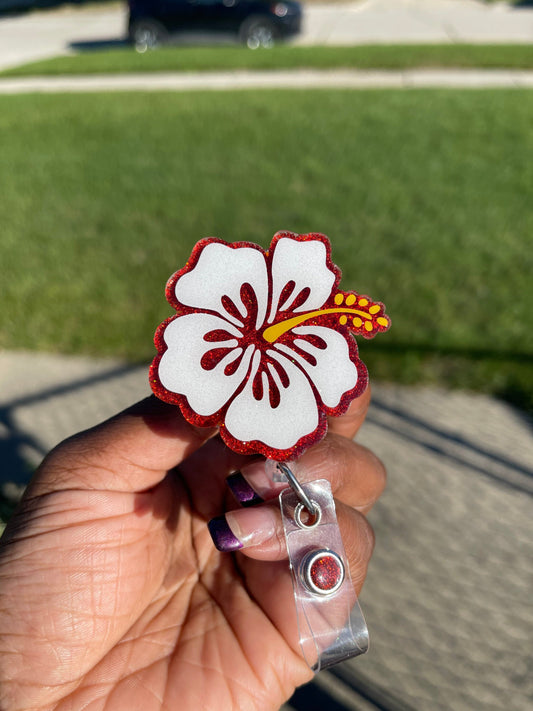 Hibiscus Flower badge reel