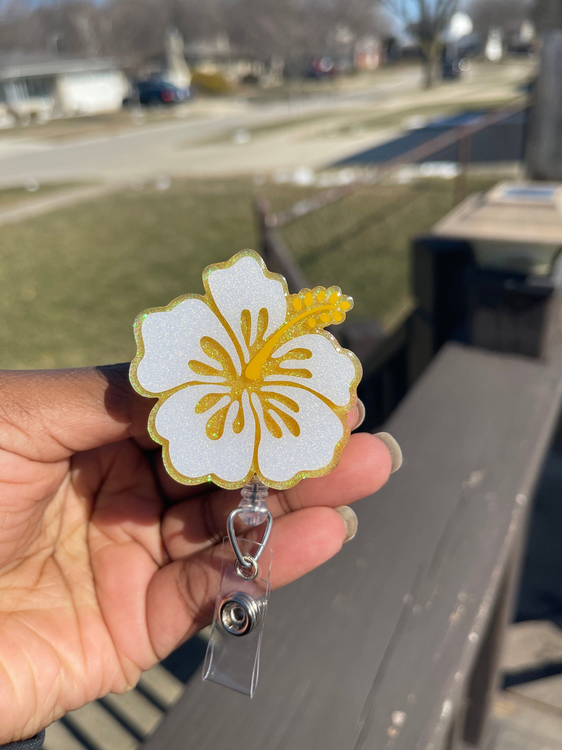 Hibiscus Flower Badge Reel