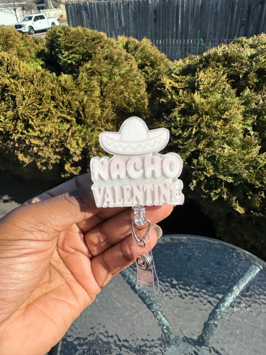 Nacho Valentine Retractable Badge Reel, ID badge holder, Name Badge Holder, Nurse Badge Holder